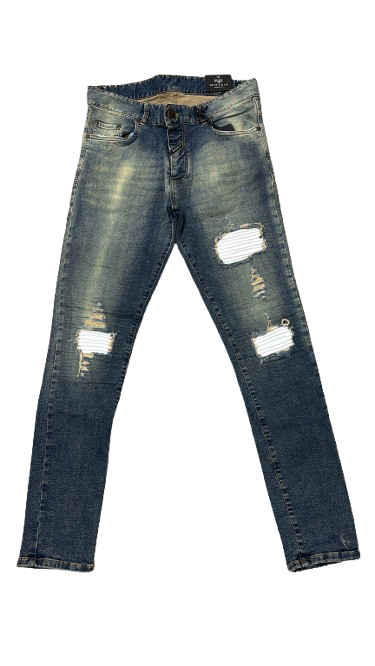 BORAGIO -  PANTALON DENIM BLEU DÉLAVÉ