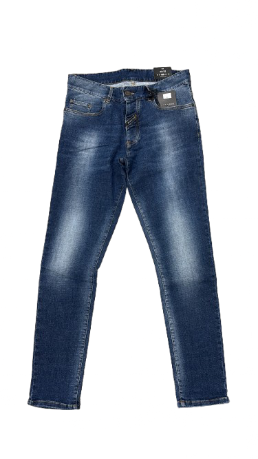 BORAGIO -  PANTALON BLEU DENIM DÉLAVÉ
