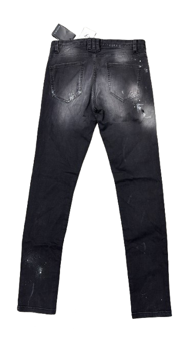 BORAGIO -  PANTALON DENIM NOIR DÉLAVÉ