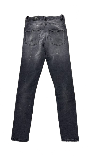 BORAGIO -  PANTALON DENIM NOIR DÉLAVÉ