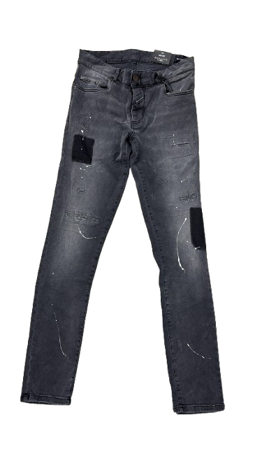 BORAGIO -  PANTALON DENIM NOIR DÉLAVÉ