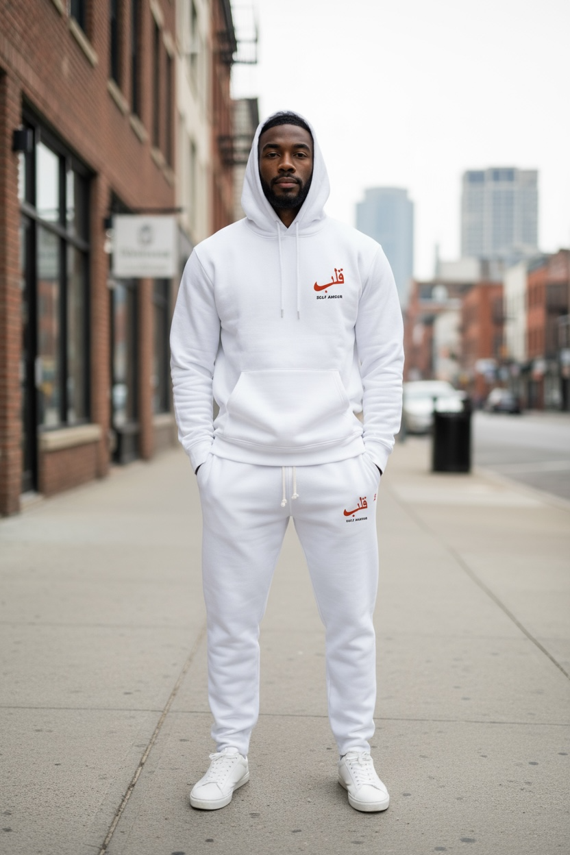 Ensemble Jogging “Self Amour” — Hoodie & Jogger (Noir / Écru )