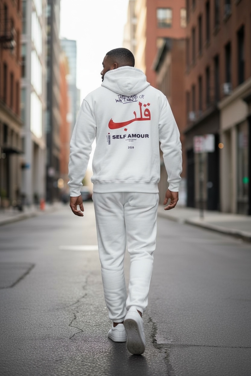 Ensemble Jogging “Self Amour” — Hoodie & Jogger (Noir / Écru )