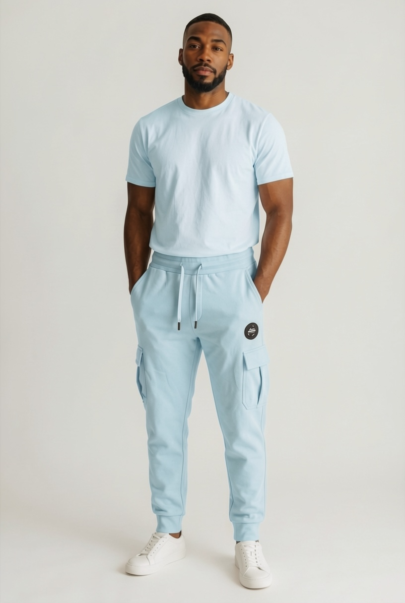 Bas De Jogging Cargo - Helvetica Aksel - Lagoon/Bleu Clair