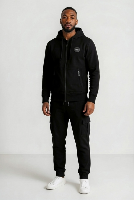 Veste à Capuche Zippé - Helvetica Keneth - Noir