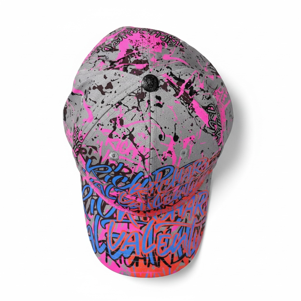 RICHARD VALENTINE, CASQUETTE STREET, GRAFFITI GRIS  ROSE
