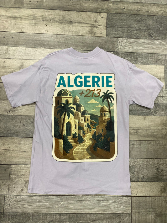 T-SHIRT ALGERIE +213 - Palmier Violet pastel