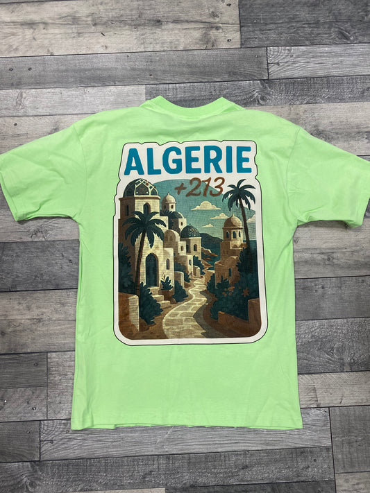 T-SHIRT ALGERIE +213 - Palmier Vert pastel