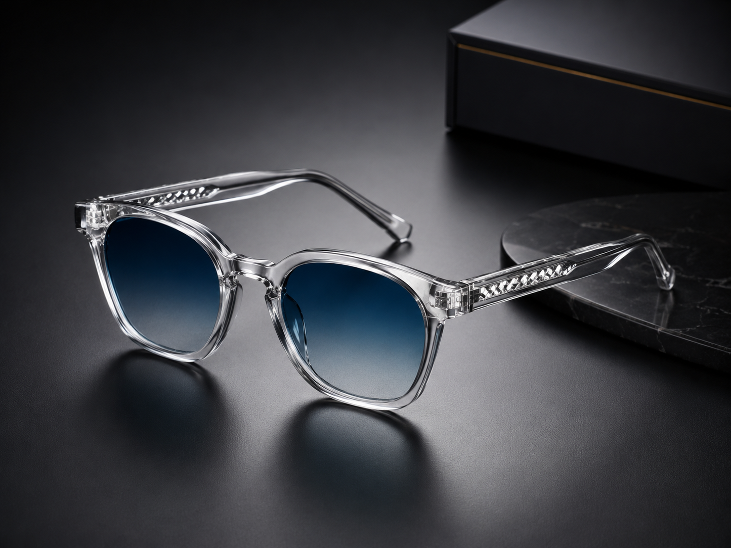 Lunettes de Soleil - 100% UV PROTECTION Teinte dégradé Bleu foncé