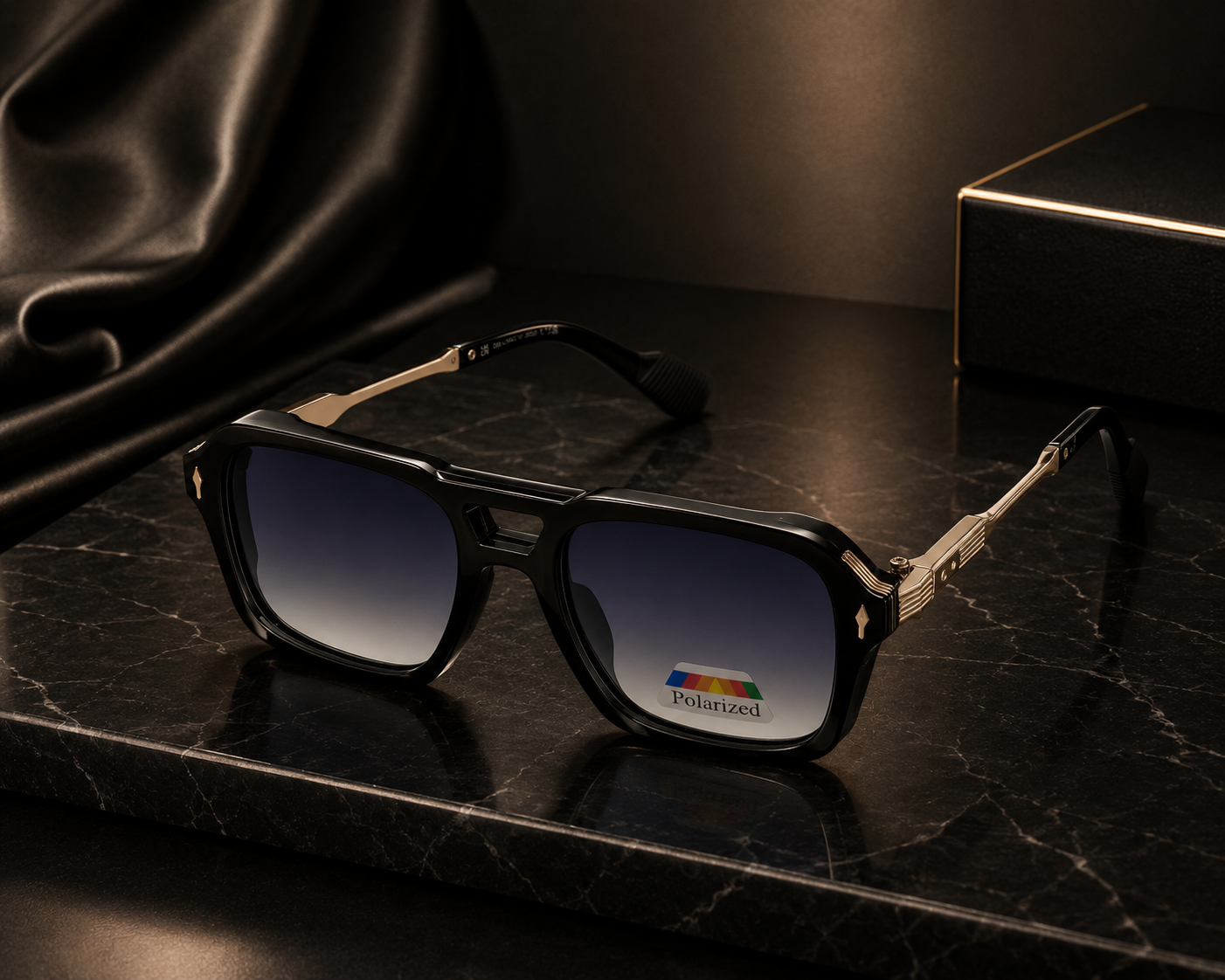 Lunettes de Soleil - 100% POLARIZED Baguette métallique  Teinte dégradé noir
