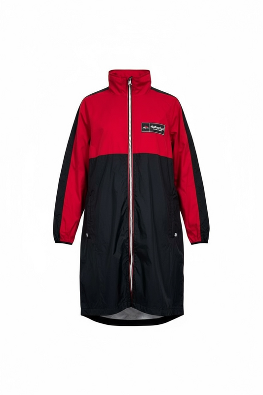 HELVETICA Mountain Pioneers – Veste imperméable NEUILLY (Black/Blue & Black/Red) | Capuche zippée dans le col, packable