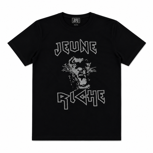 T-shirt Jeune Riche Paris Noir Panther Strass – Collection Streetwear Luxe