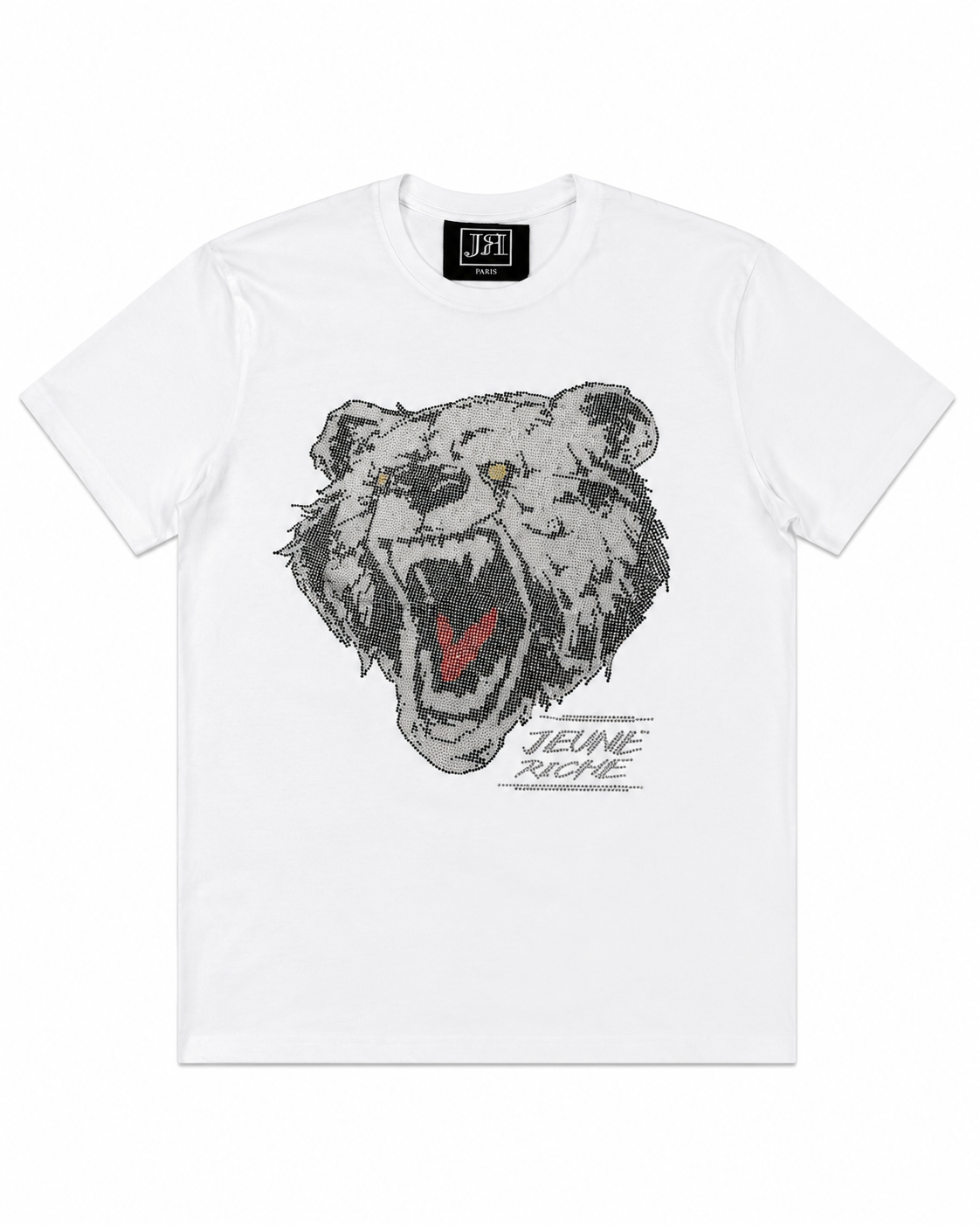T-shirt Jeune Riche Paris Blanc Ours Strass Premium