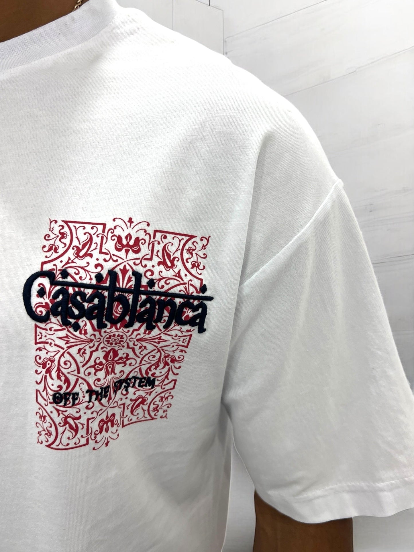 T-shirt ‘‘CASABLANCA’’ brodé - blanc