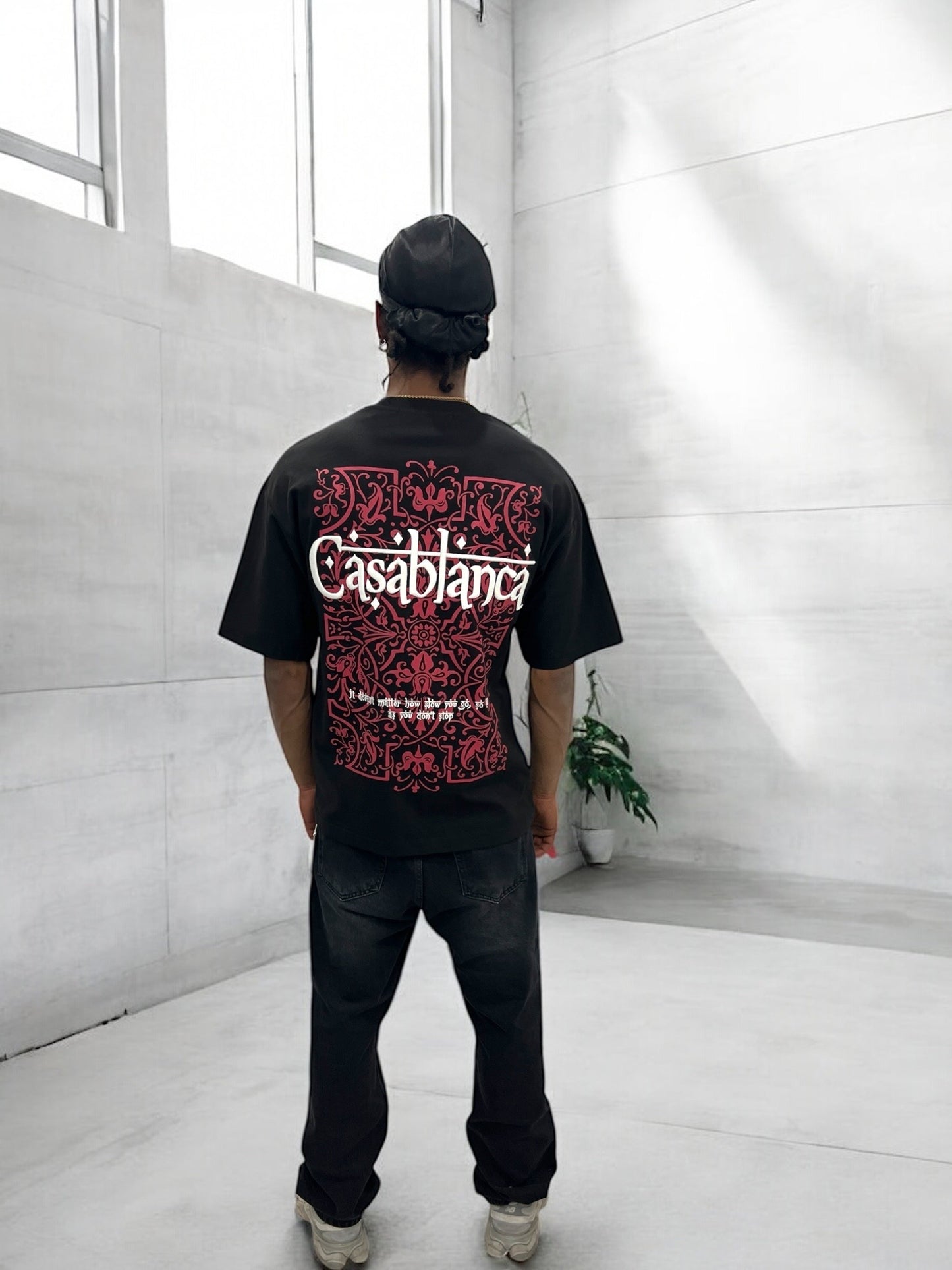 T-shirt ‘’CASABLANCA’’ brodé - noir