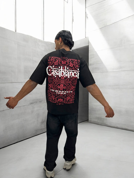 T-shirt ‘’CASABLANCA’’ brodé - noir
