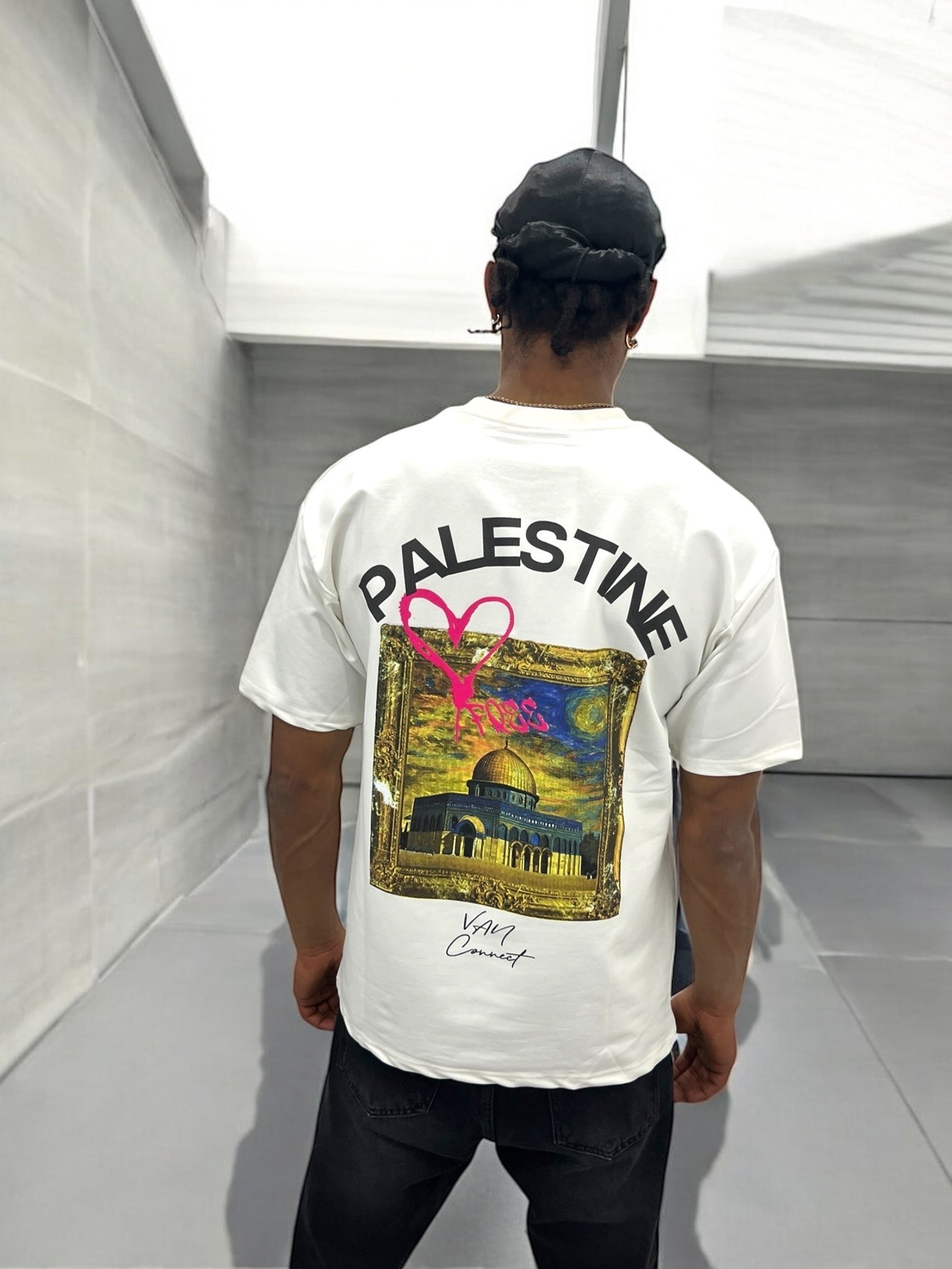 T-shirt PALESTINE CŒUR FREE - Blanc