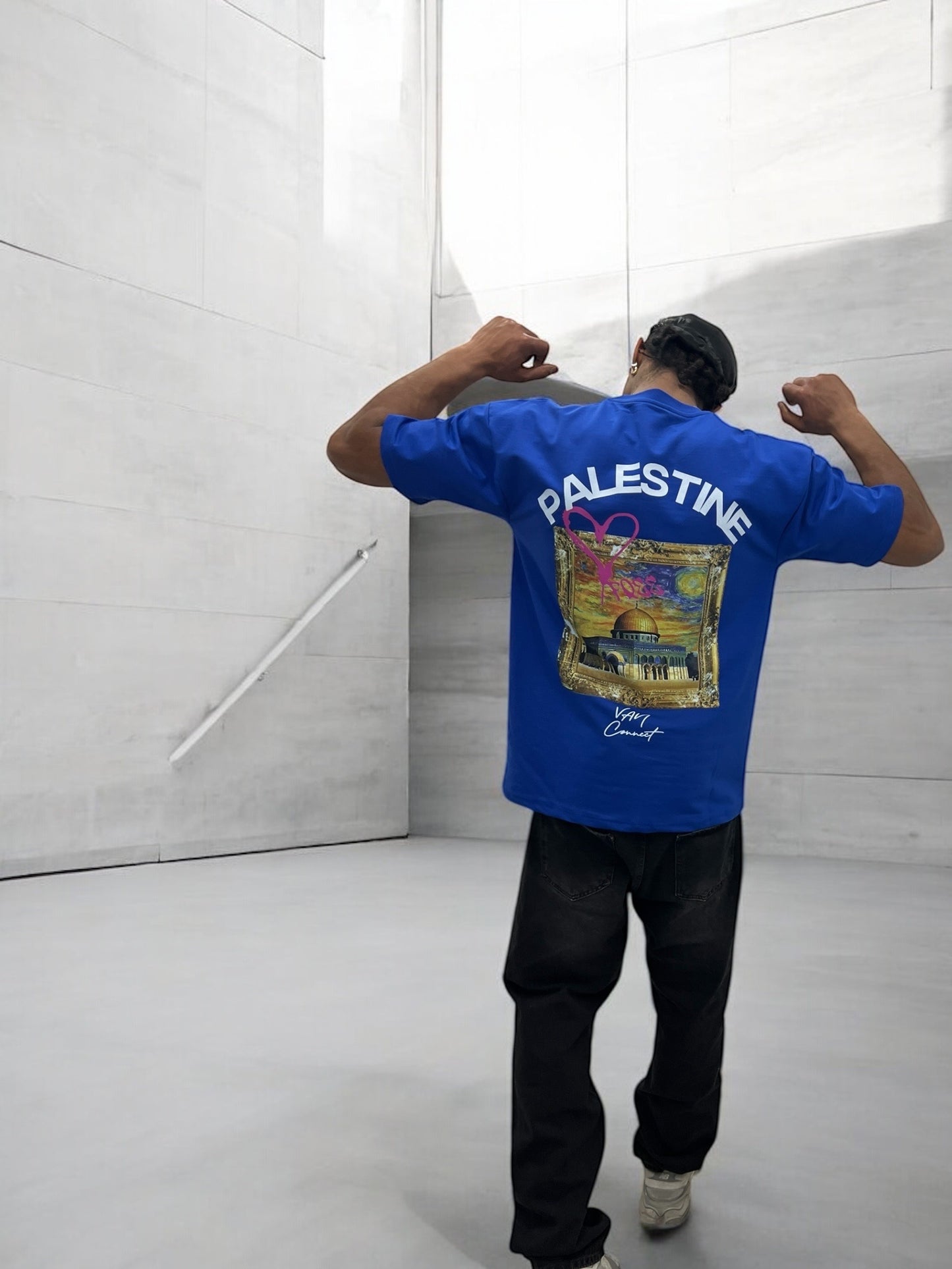 T-shirt PALESTINE CŒUR FREE - Bleu