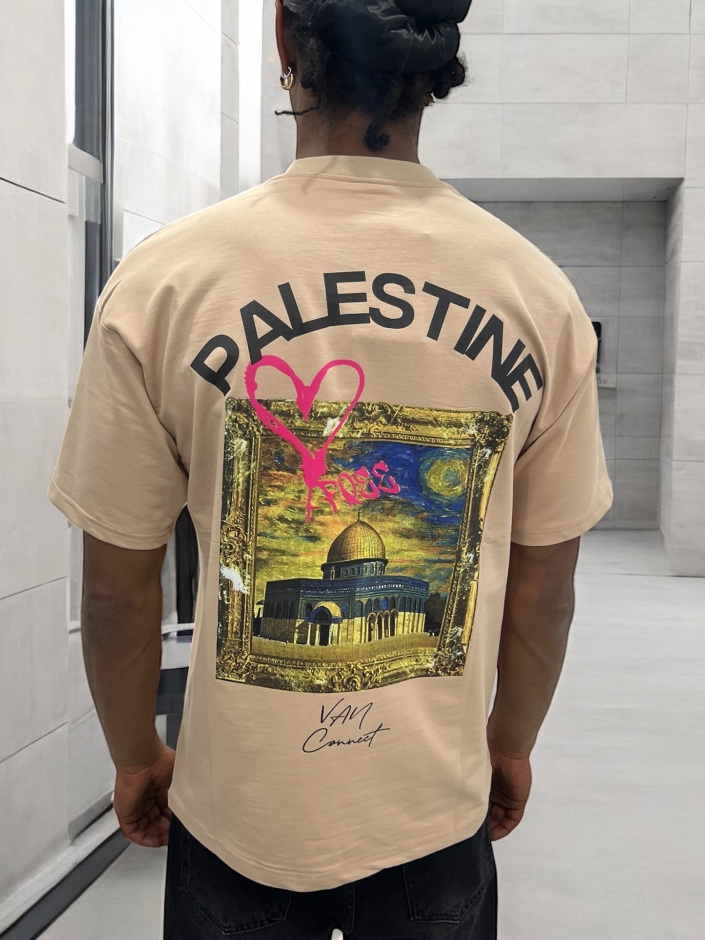 T-shirt PALESTINE CŒUR FREE - Saumon