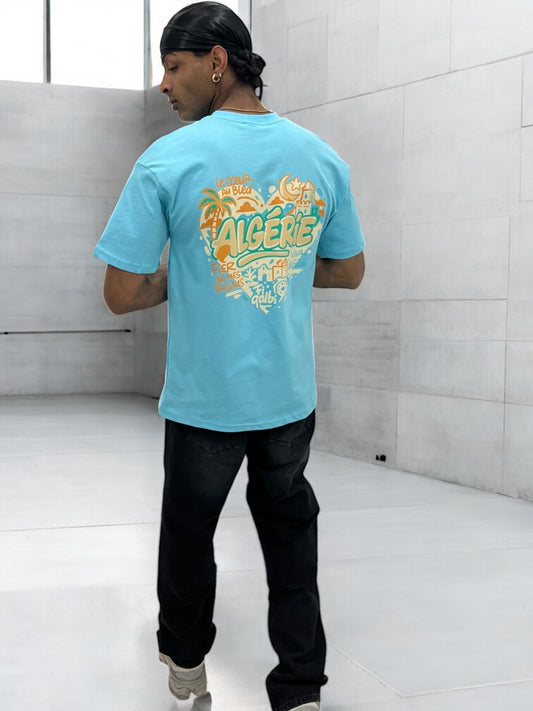 T-shirt ALGÉRIE CŒUR - bleu ciel