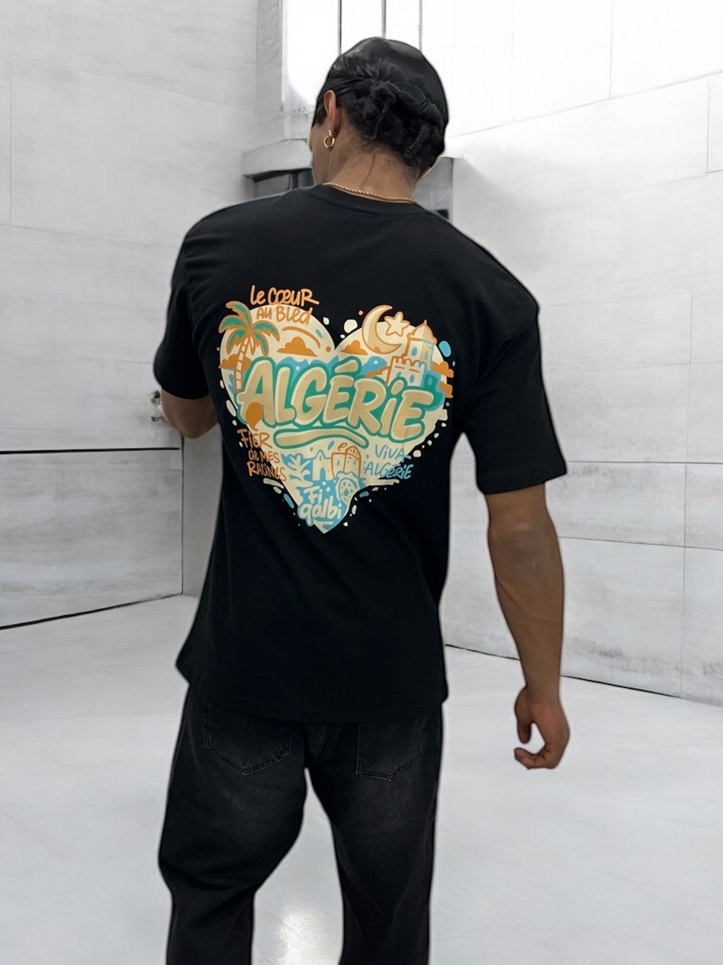 T-shirt ALGÉRIE CŒUR - noir
