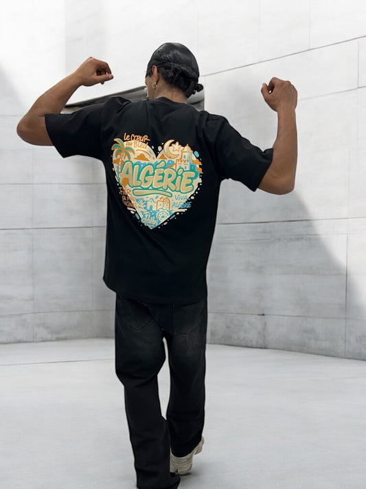 T-shirt ALGÉRIE CŒUR - noir