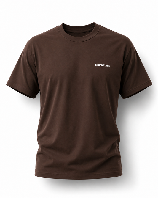 Ensemble ESSENTIALS Homme Marron Chocolat Foncé | T-Shirt Oversize + Short Premium