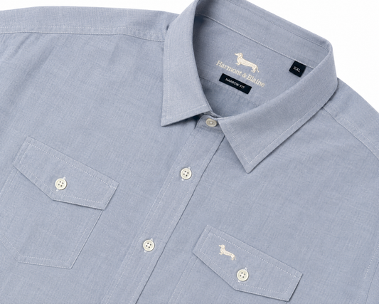 Chemise Harmont & Blaine Homme Bleu Ciel – Narrow Fit 100% Coton
