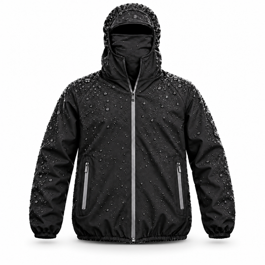 FUSIONAL – Veste noire imperméable avec cagoule intégrée | Style urbain & performance extrême