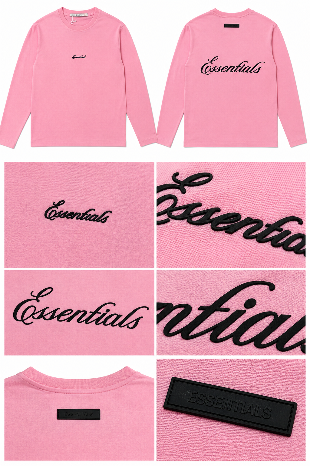 T-Shirt ESSENTIALS - Manche Longue Rose bonbon