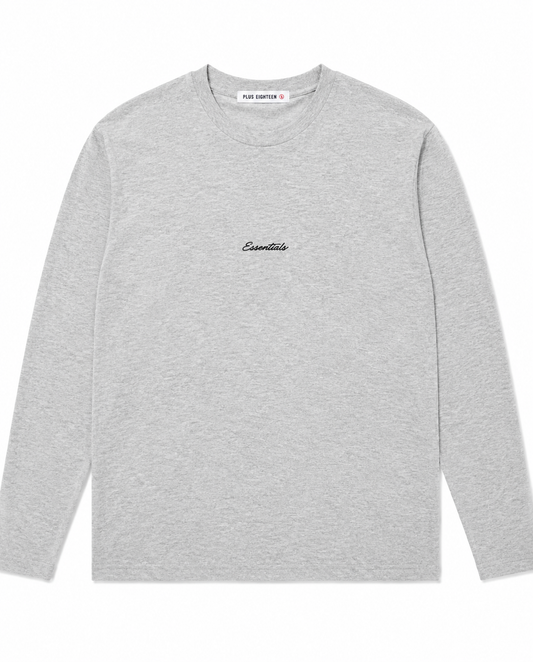 T-Shirt ESSENTIALS - Manche Longue Gris chiné