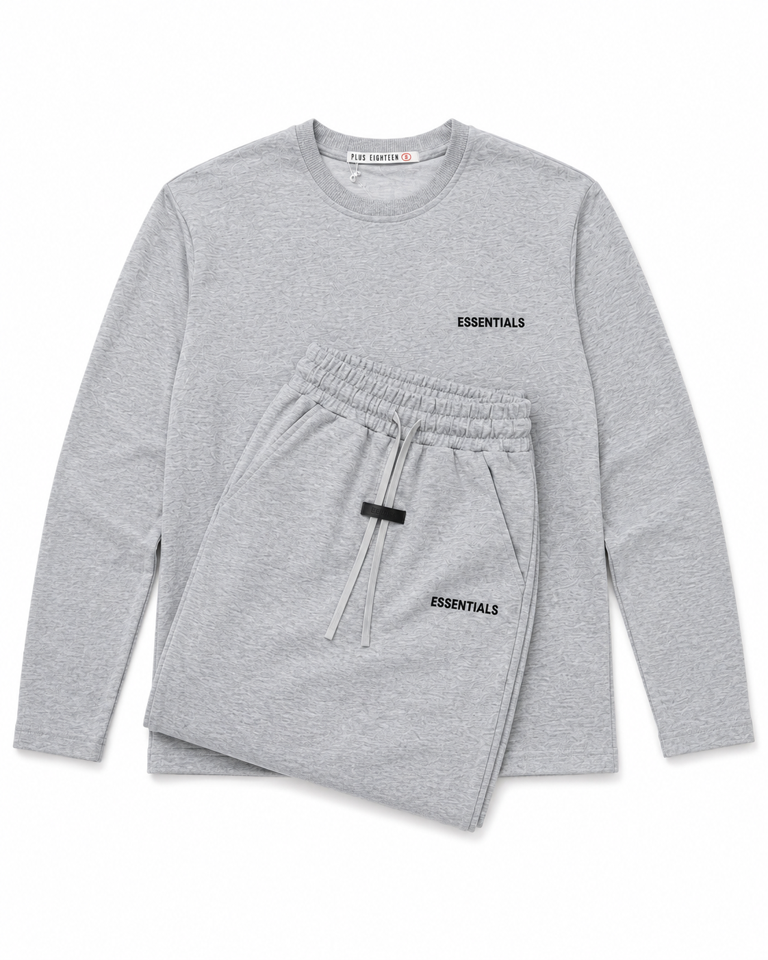 Ensemble ESSENTIALS - T-shirt Manche Longue & Jogging Gris chiné