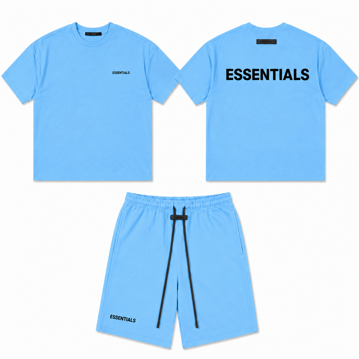 Ensemble ESSENTIALS Homme Sky Blue | T-Shirt Oversize + Short Premium