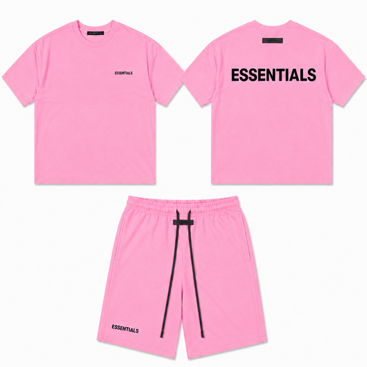 Ensemble ESSENTIALS Homme Rose Bubble Gum| T-Shirt Oversize + Short Premium