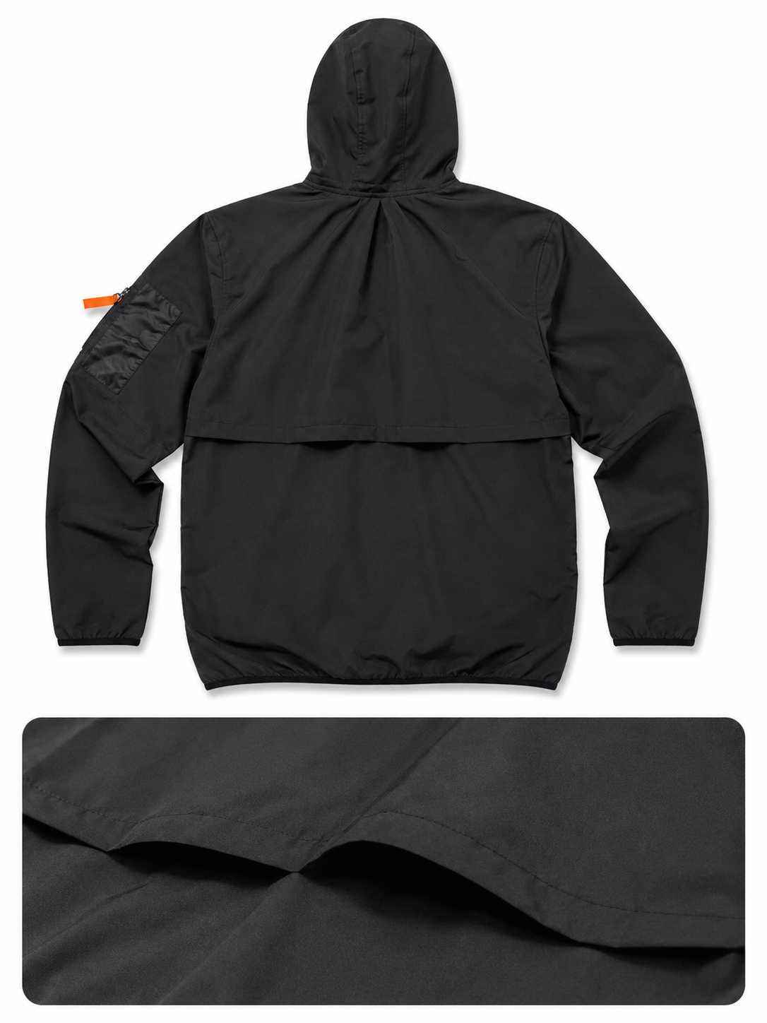 Ensemble Technique Cargo Noir – Veste Coupe-Vent & Pantalon – Détails Orange