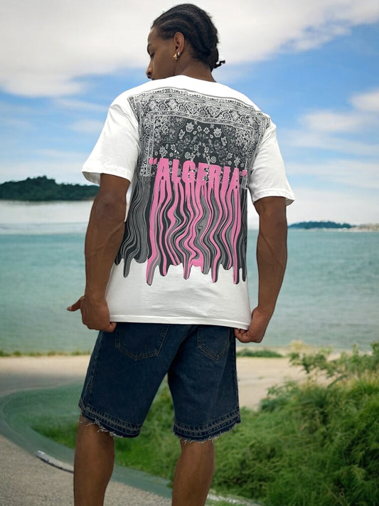 T-shirt “ALGERIA” Bandana Melt – Édition Streetwear Unisexe
 - Blanc