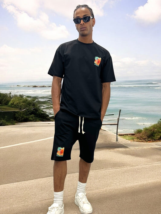 Ensemble ALGERIA Tropical – T-shirt + Short Unisexe (Palmiers)
- Noir