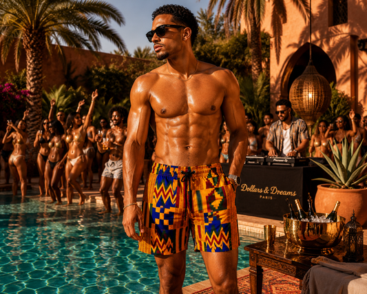 Dollars & Dreams Paris – Short de Bain Kente Royal Multicolore