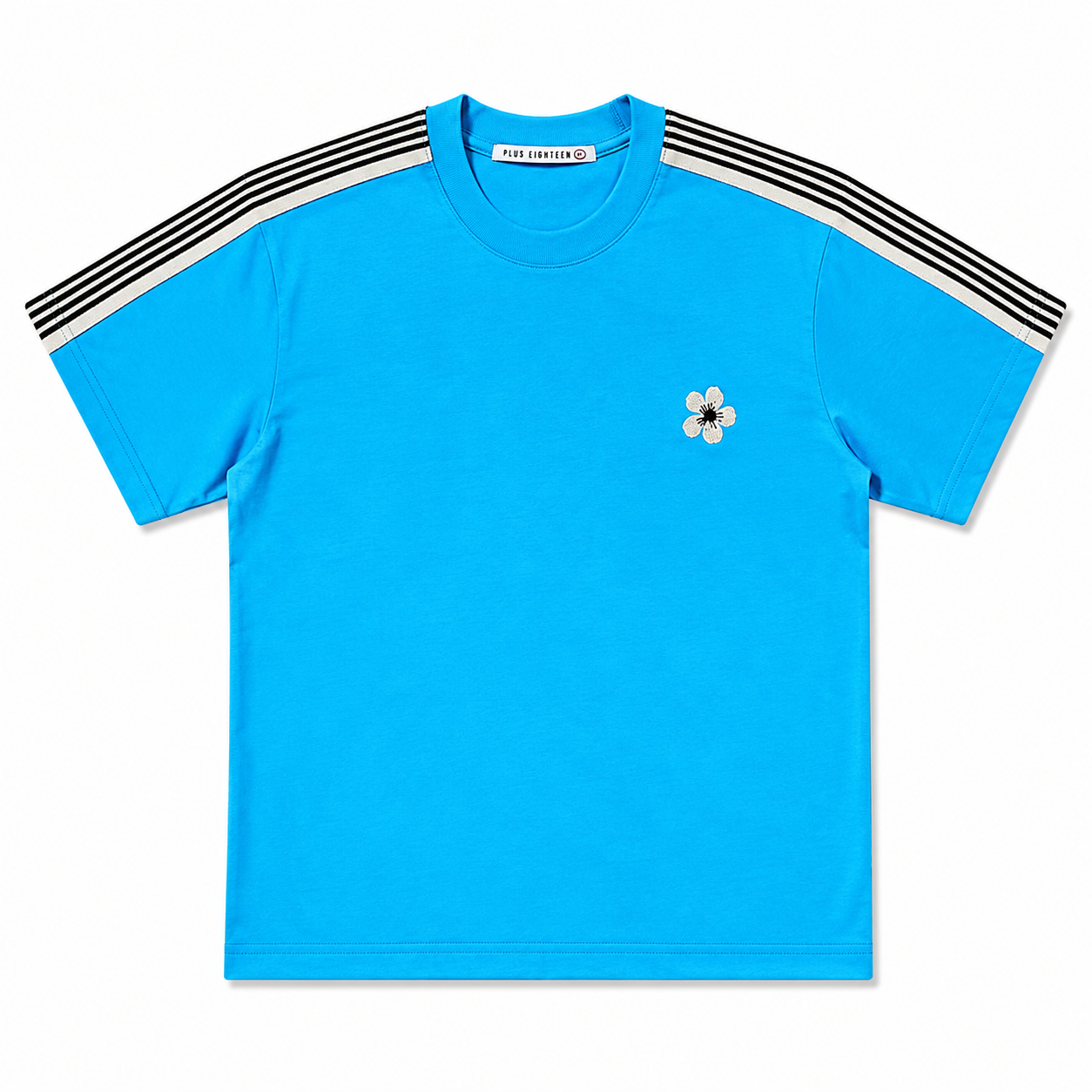 Set Bleu Bandes Noires & Crème – Plus Eighteen Off The System | T-Shirt + Jogging KS-6626