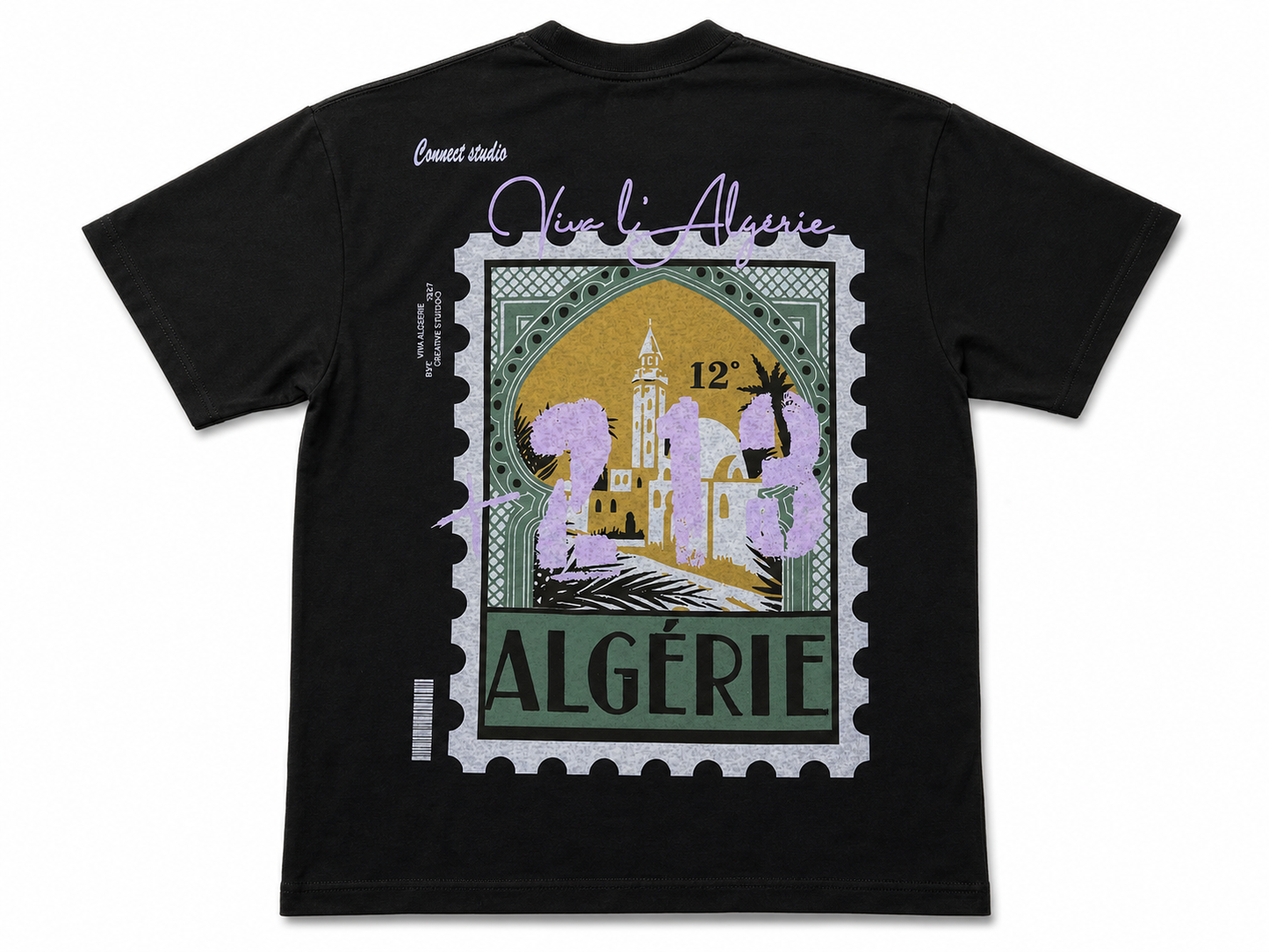 T-Shirt Viva l'Algérie – Connect Studios Paris | Timbre Algérie 213 Noir