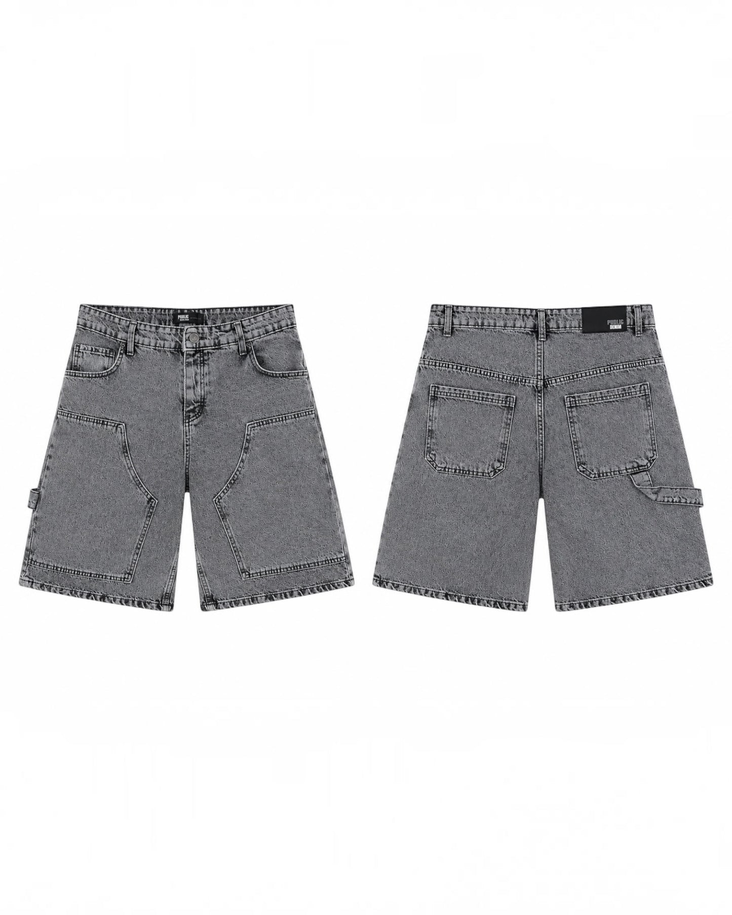 Short Bermuda Public Denim Gris Délavé – Coupe Relax & Denim Premium