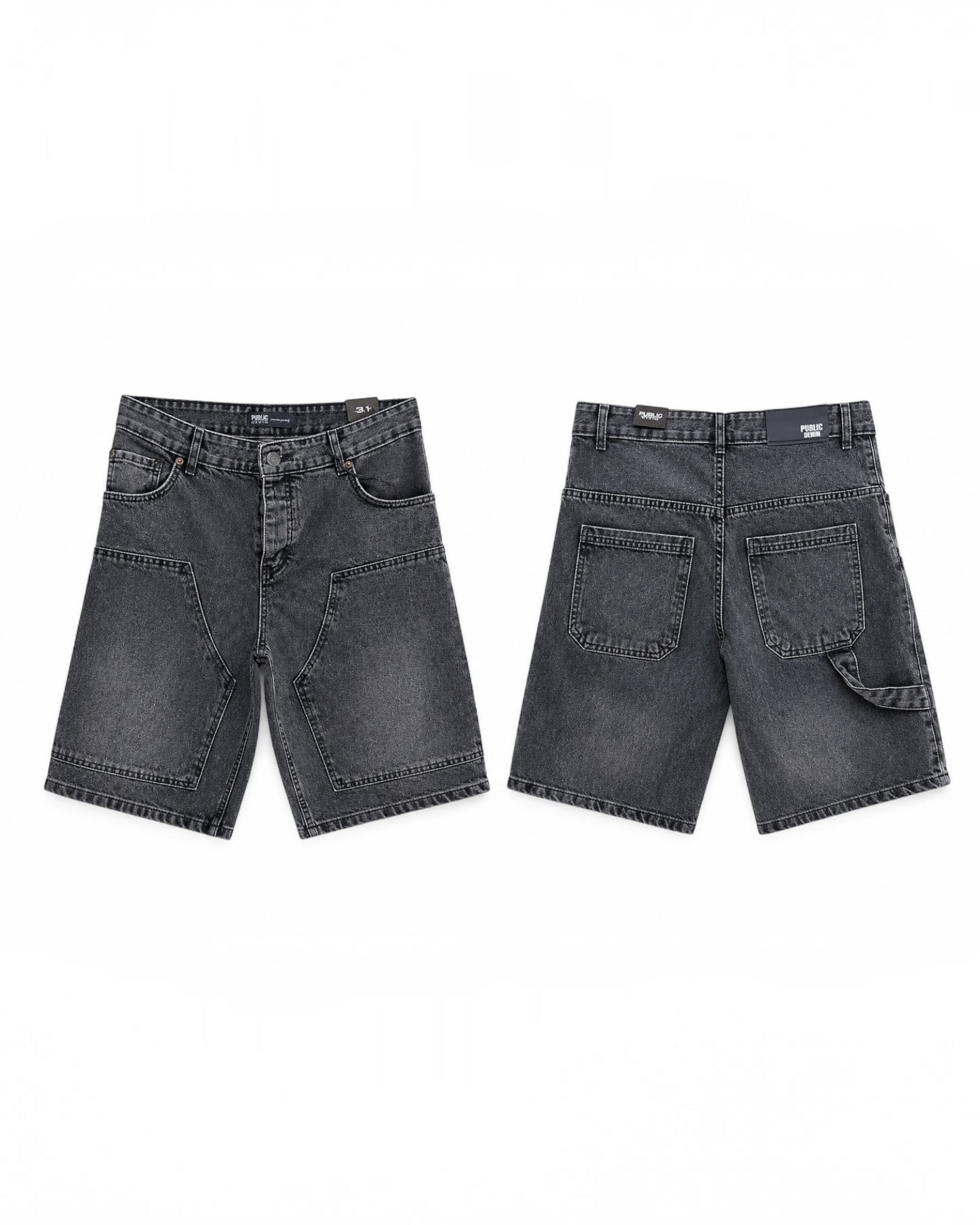 Short Jean Gris Anthracite Homme Public Denim – Bermuda Denim Premium Stretch