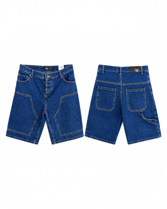 Short Bermuda Public Denim Bleu Indigo Homme | Denim Premium Stretch