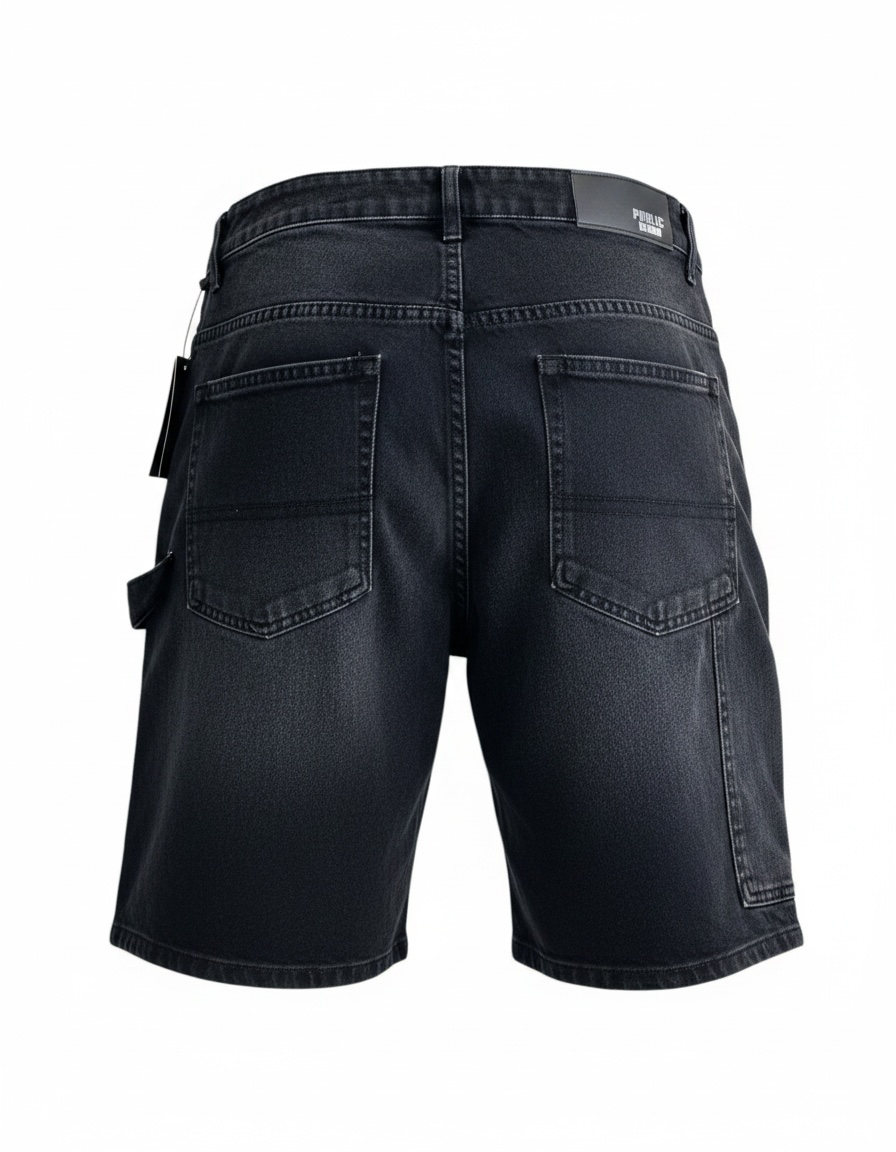 Short Bermuda Public Denim Noir Délavé Homme – Denim Premium Stretch