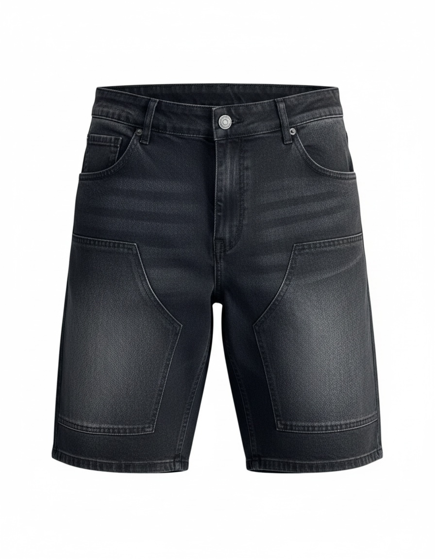 Short Bermuda Public Denim Noir Délavé Homme – Denim Premium Stretch