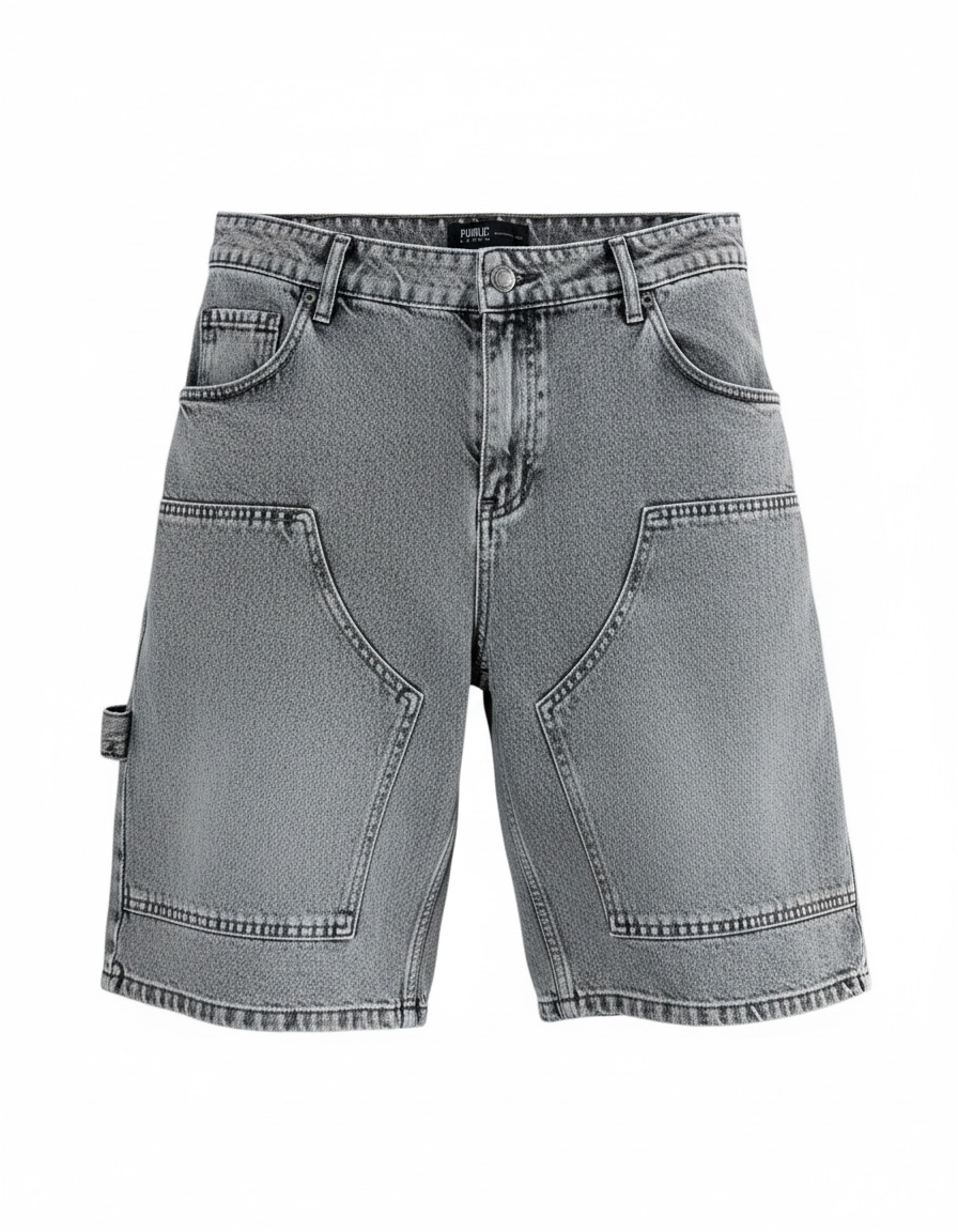 Short Bermuda Public Denim Gris Délavé – Coupe Relax & Denim Premium