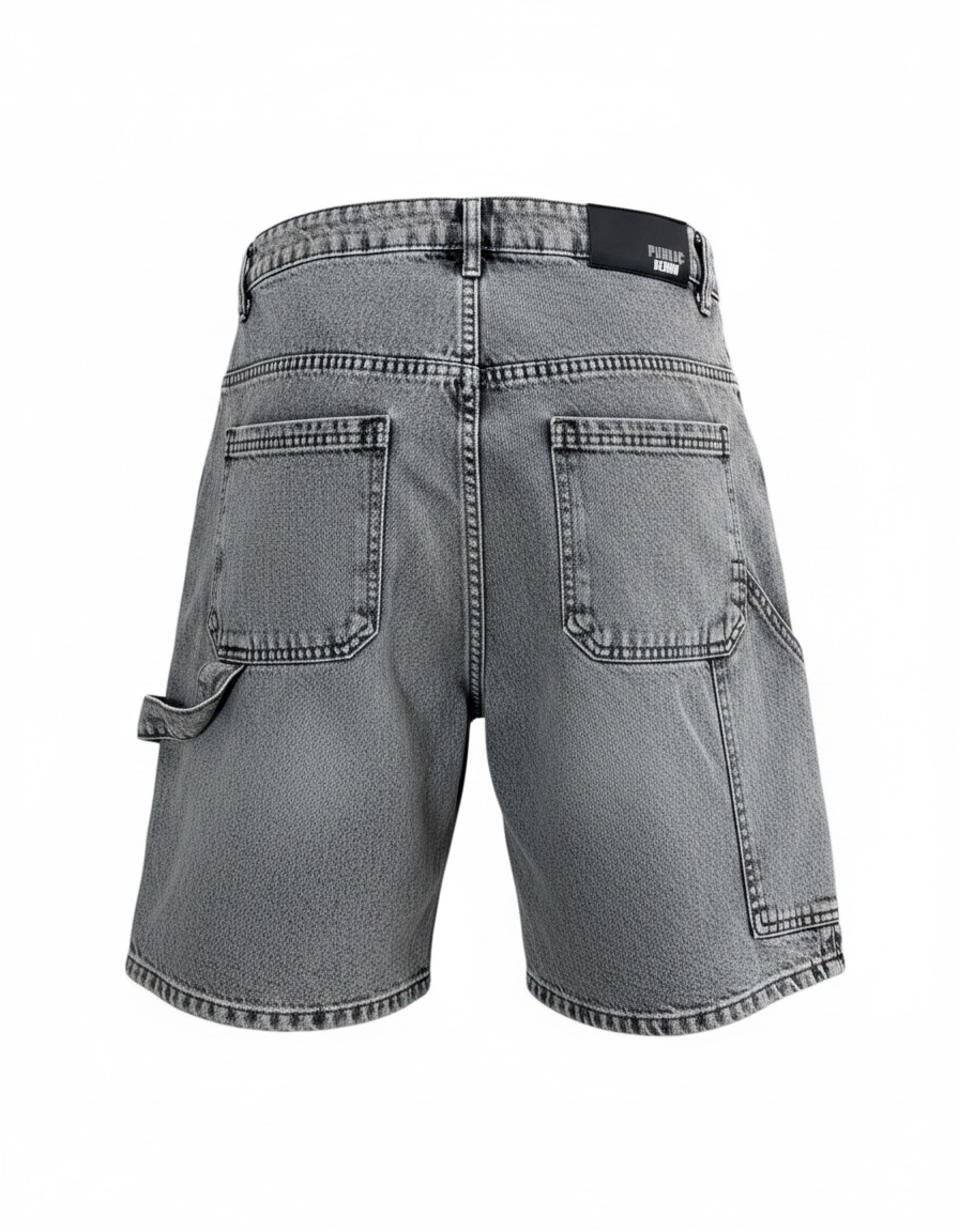 Short Bermuda Public Denim Gris Délavé – Coupe Relax & Denim Premium