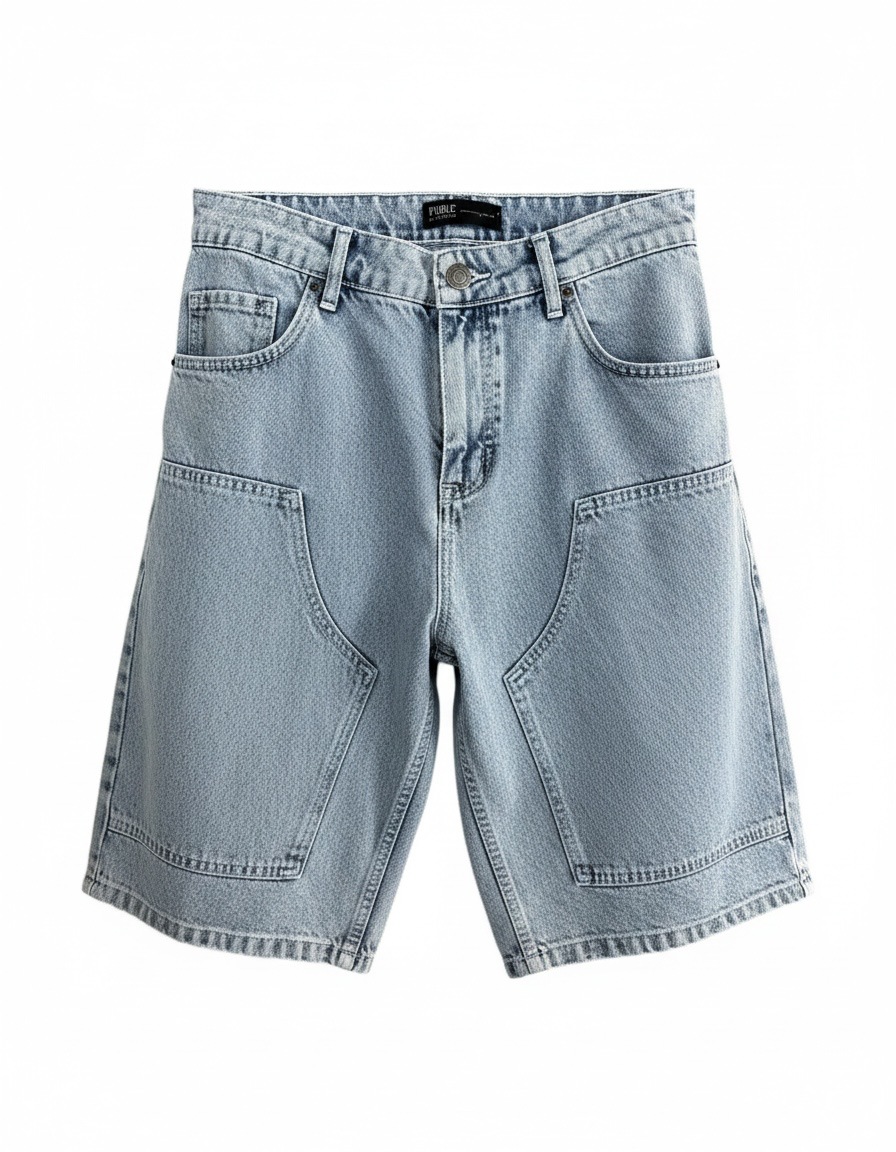 Short Jean Bleu Clair Homme Public Denim – Bermuda Denim Premium Stretch