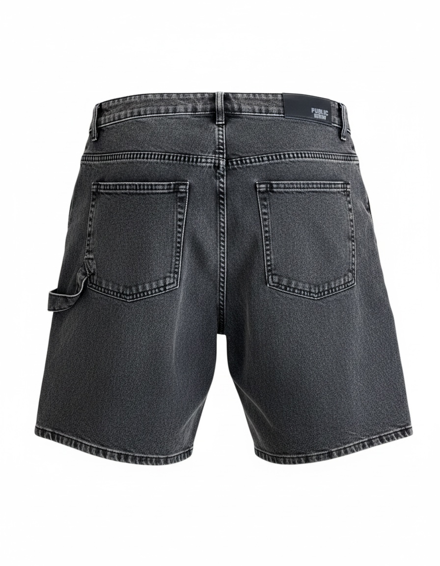 Short Jean Gris Anthracite Homme Public Denim – Bermuda Denim Premium Stretch