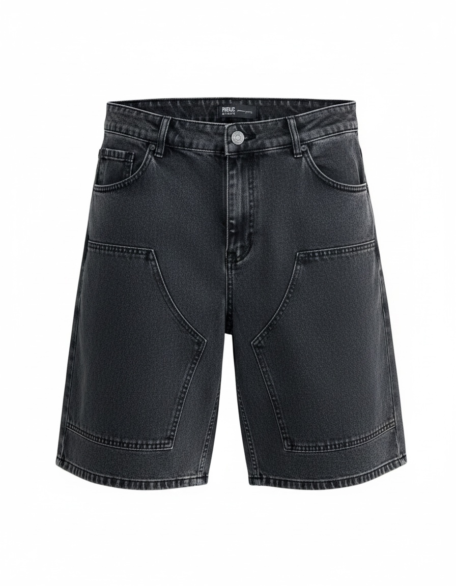 Short Jean Gris Anthracite Homme Public Denim – Bermuda Denim Premium Stretch